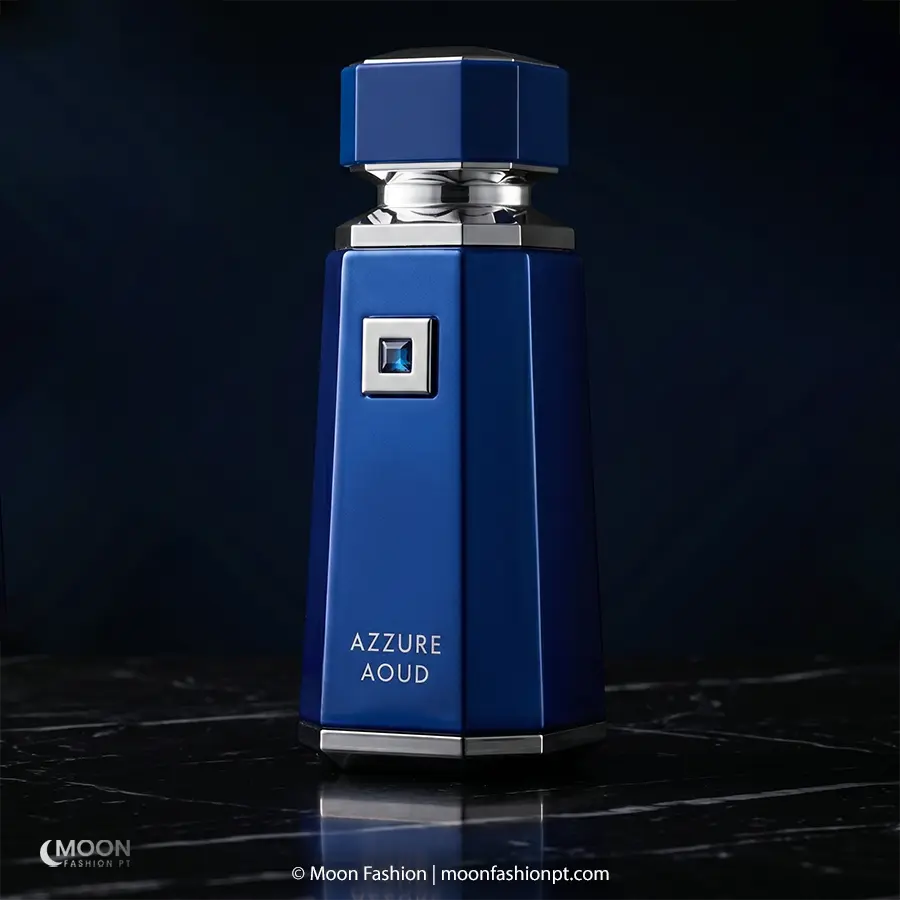 Sophisticated glass bottle of Azzure Aoud by French Avenue featuring a blend of saffron and rich oud notes.