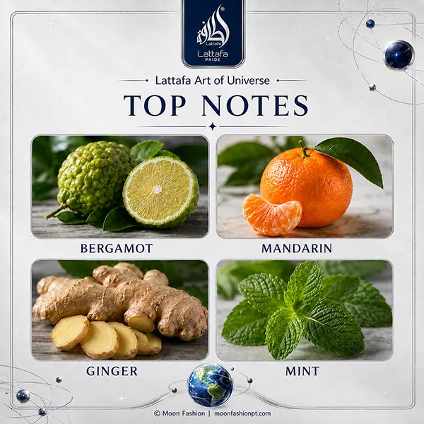Bergamot, mandarin, ginger and mint presented as the top notes of Art of Universe.