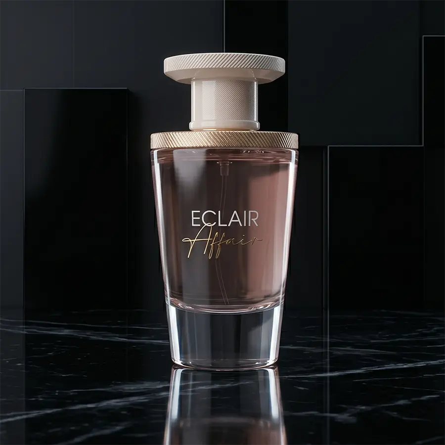 Exquisite gold bottle of French Avenue Eclair Affair Eau de Parfum, a premium addition to any collection.