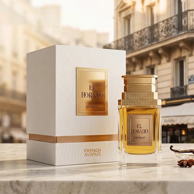 Full commercial hero showcase of the El Dorado fragrance world set with its premium outer carton.