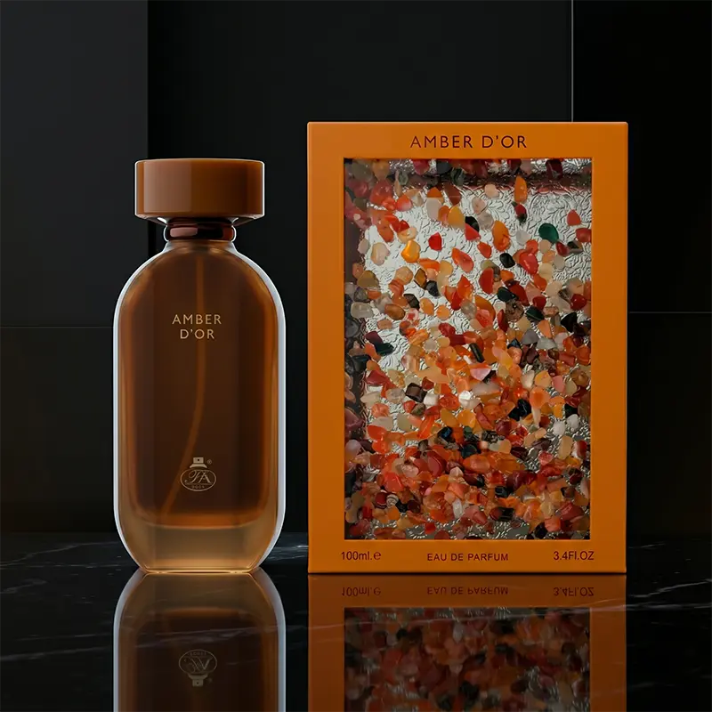 High-definition studio capture of the Amber d'or 100ml flacon for luxury fragrance collections.