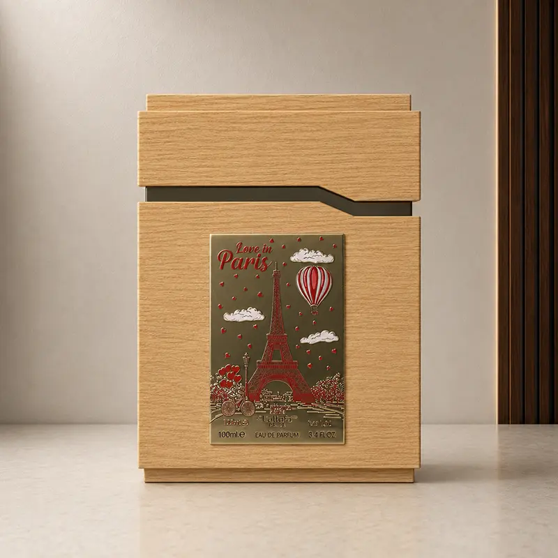 Presentation box for Love In Paris with Eiffel Tower, balloon and red heart artwork