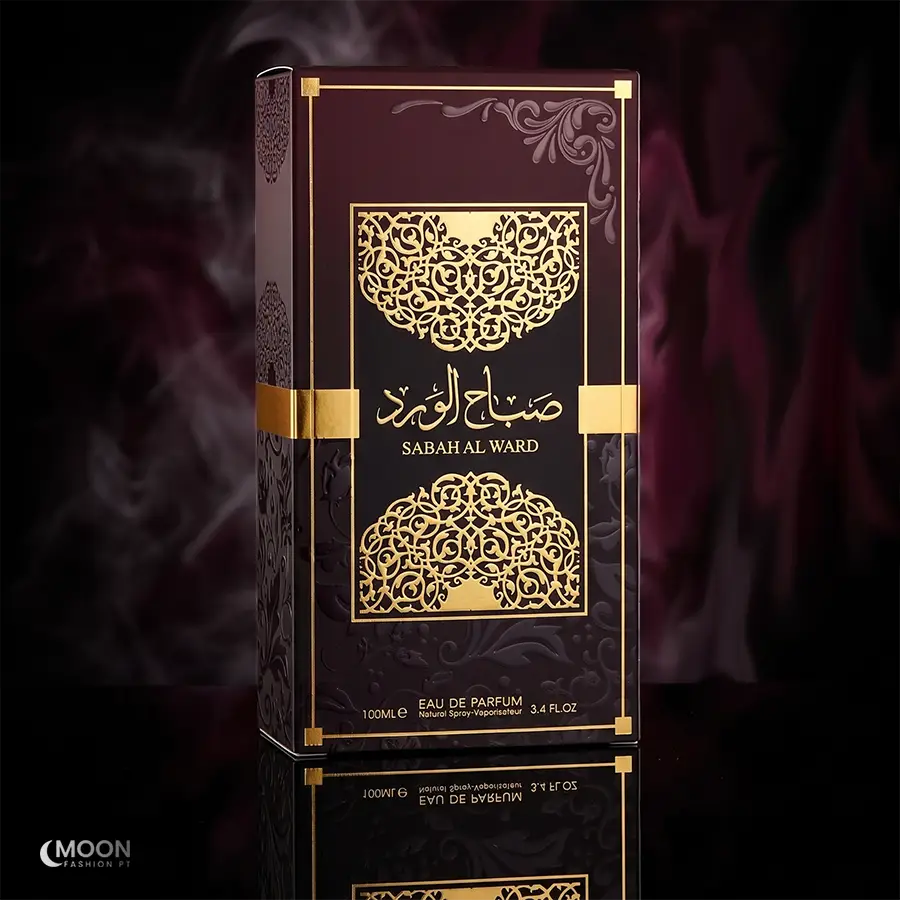 Al Wataniah Sabah Al Ward for women comes in a gold-embossed box, reflecting its high-performance floral essence.