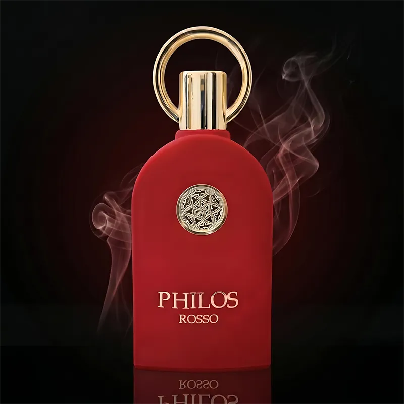 Front view of Philos Rosso by Maison Alhambra, a woody floral spicy fragrance for women.