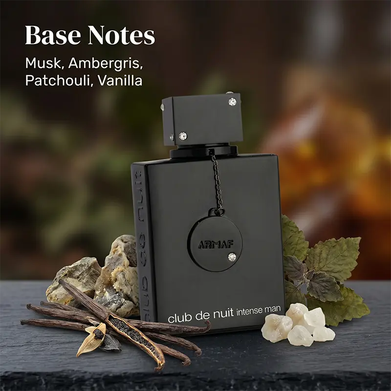 Deep musk and ambergris base notes in Armaf Club de Nuit Intense Man provide a sensual and enduring European finish.