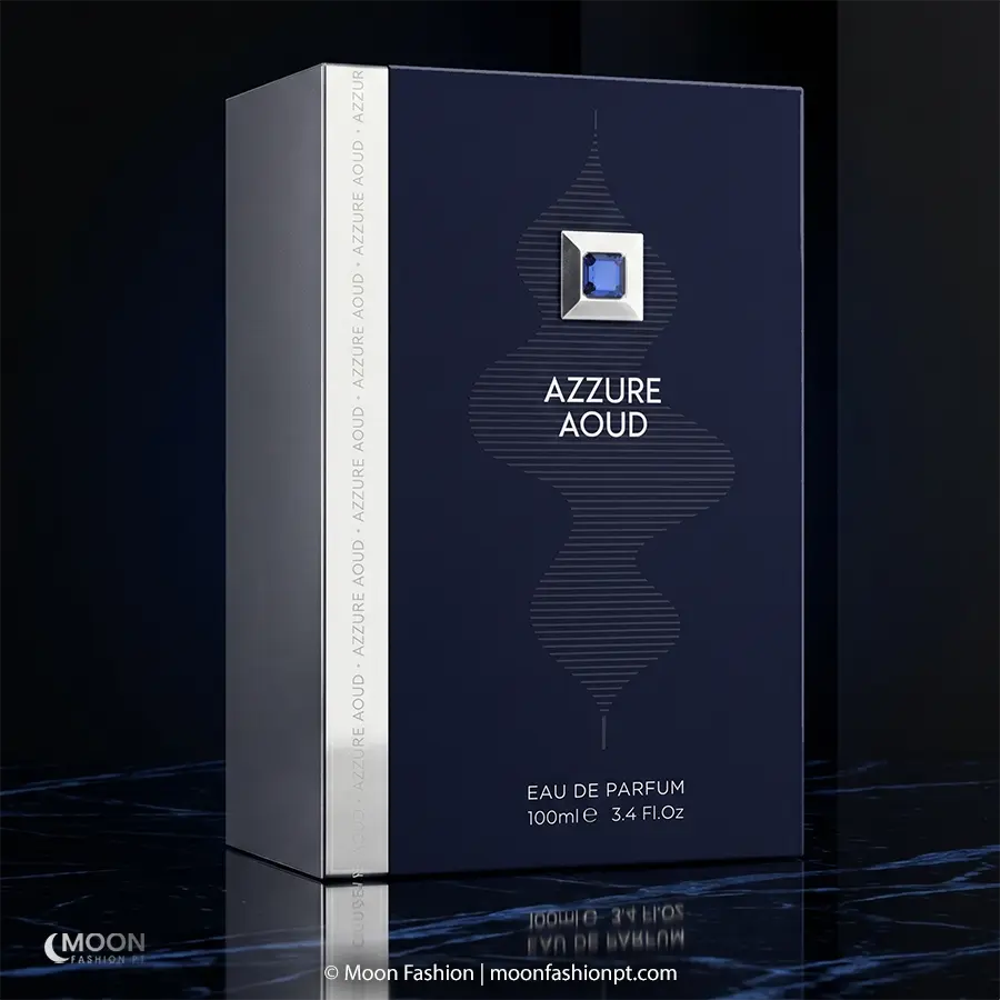 Authentic box packaging for Azzure Aoud Eau de Parfum, ensuring high-quality luxury fragrance presentation.