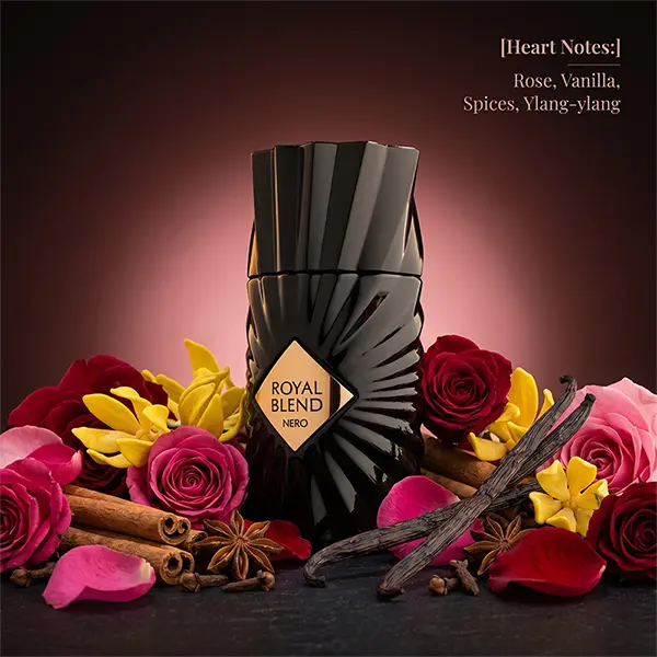 The rose and ylang-ylang heart of French Avenue Royal Blend Nero unisex offers a sophisticated European sillage.