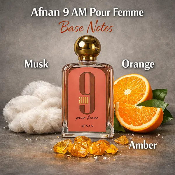 Visual representation of the sensual amber and musk base notes that anchor the perfume.